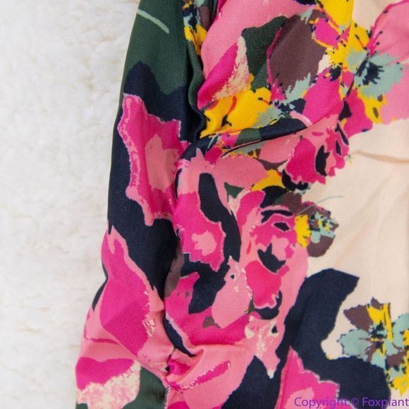 NEW Free People Floral print crop top, L, smock back cinch sides ruffle … - Picture 10 of 16